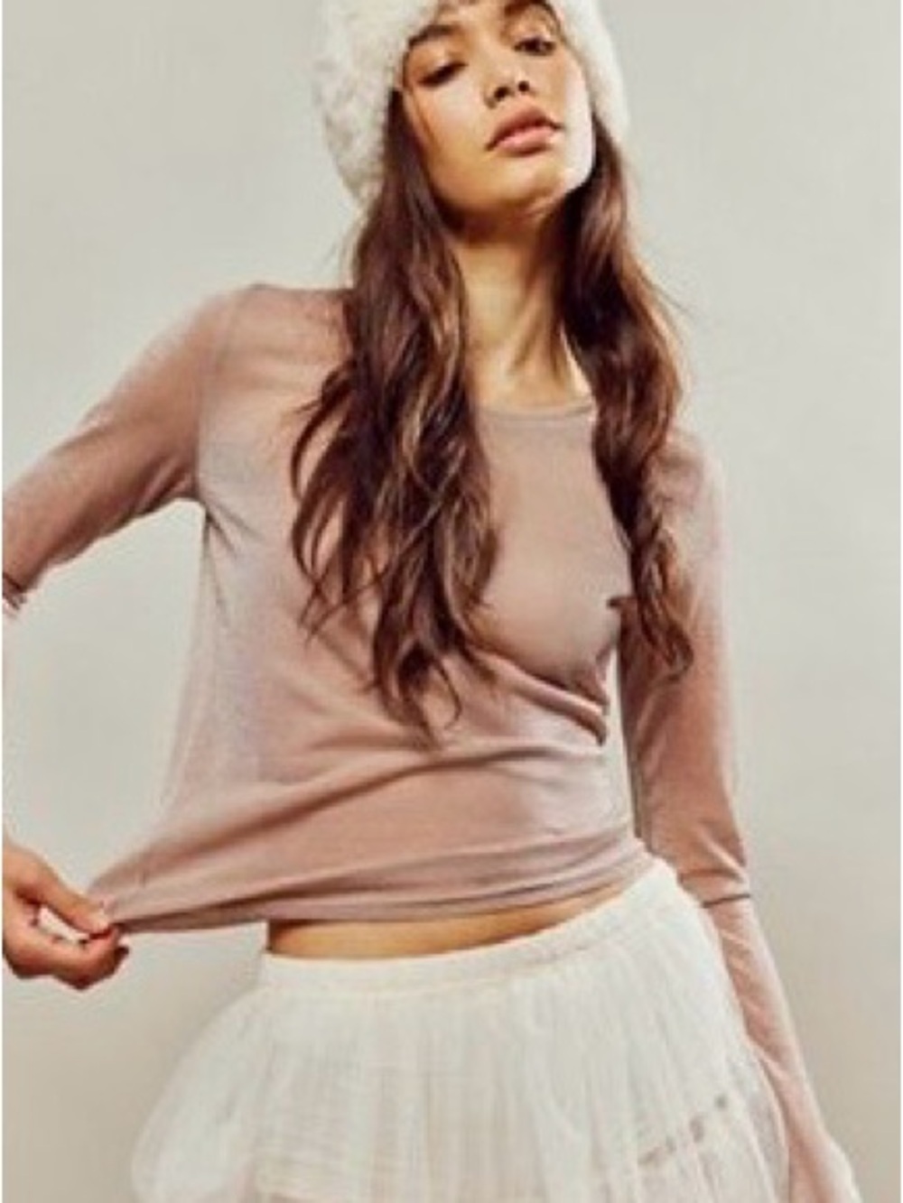 Free People Mesh So Well Shimmer Layering Top in Winter Bloom